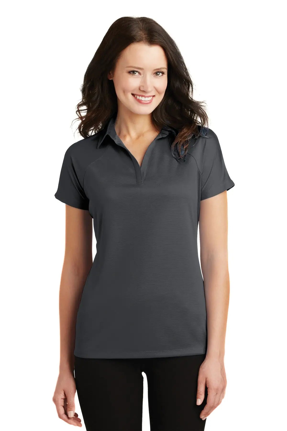 Port Authority L575 Women’s Crossover Raglan Polo - Battleship Gray - Ladies Xs
