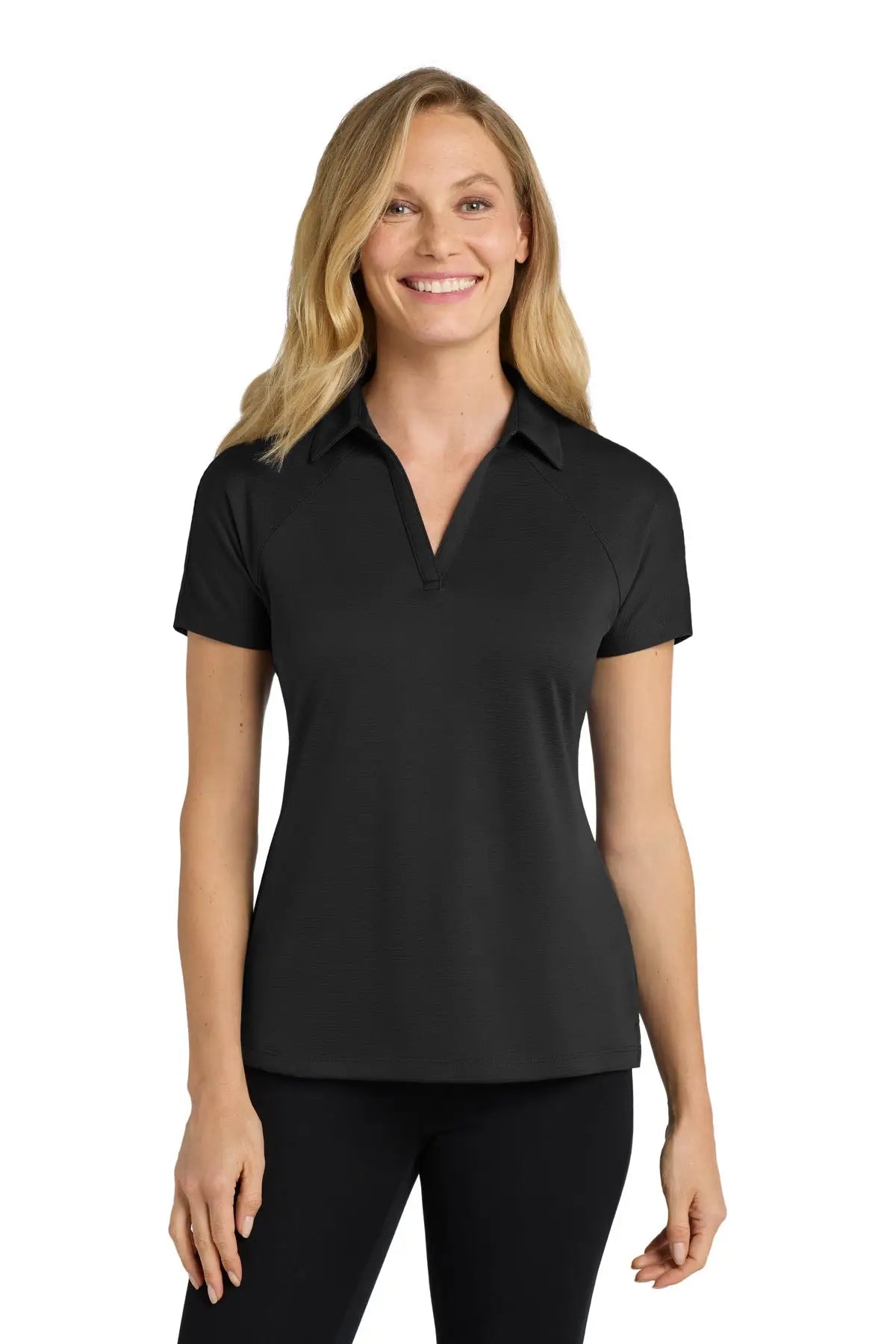 Port Authority L575 Women’s Crossover Raglan Polo - Black