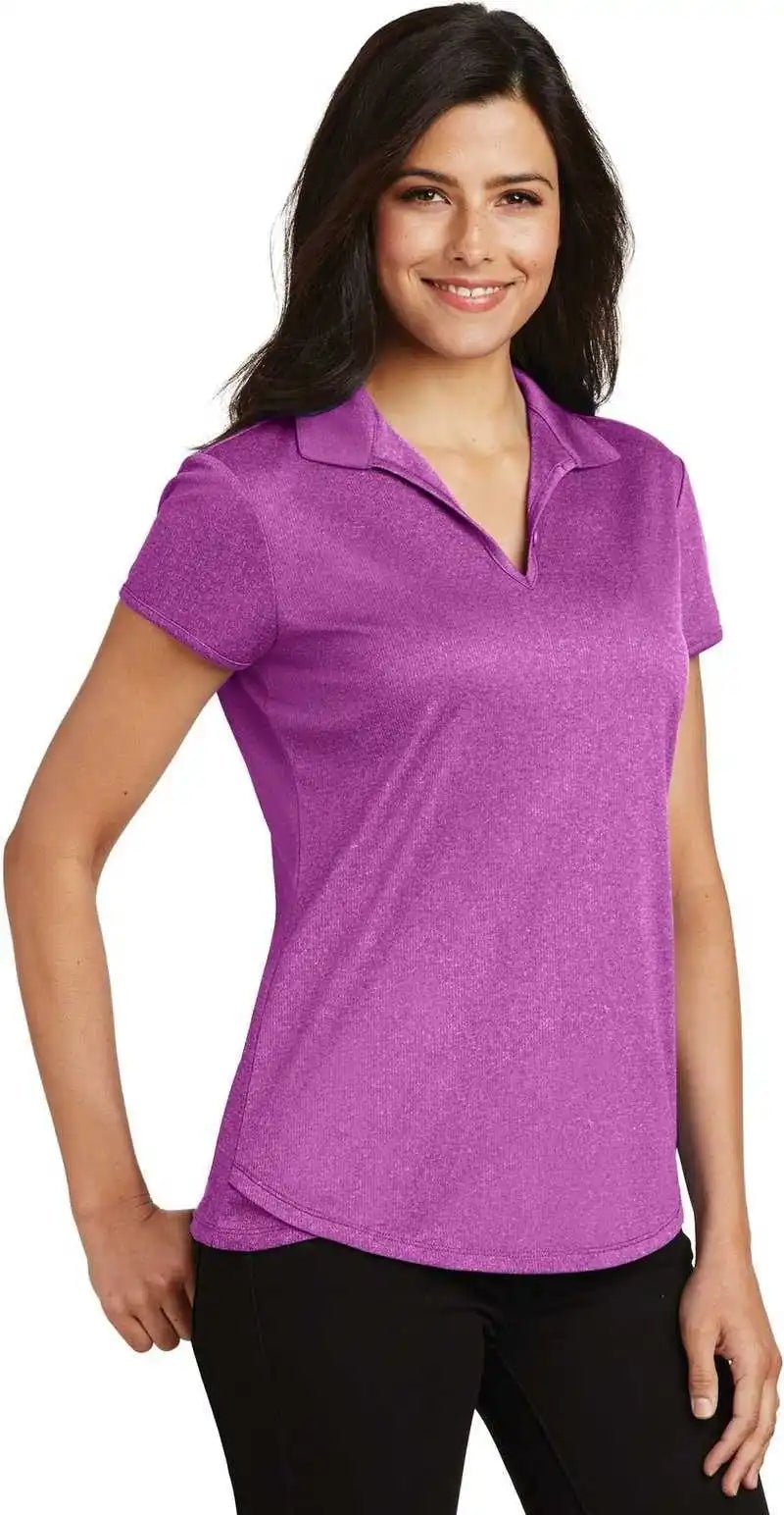 Port Authority L576 Ladies Trace Heather Polo Berry