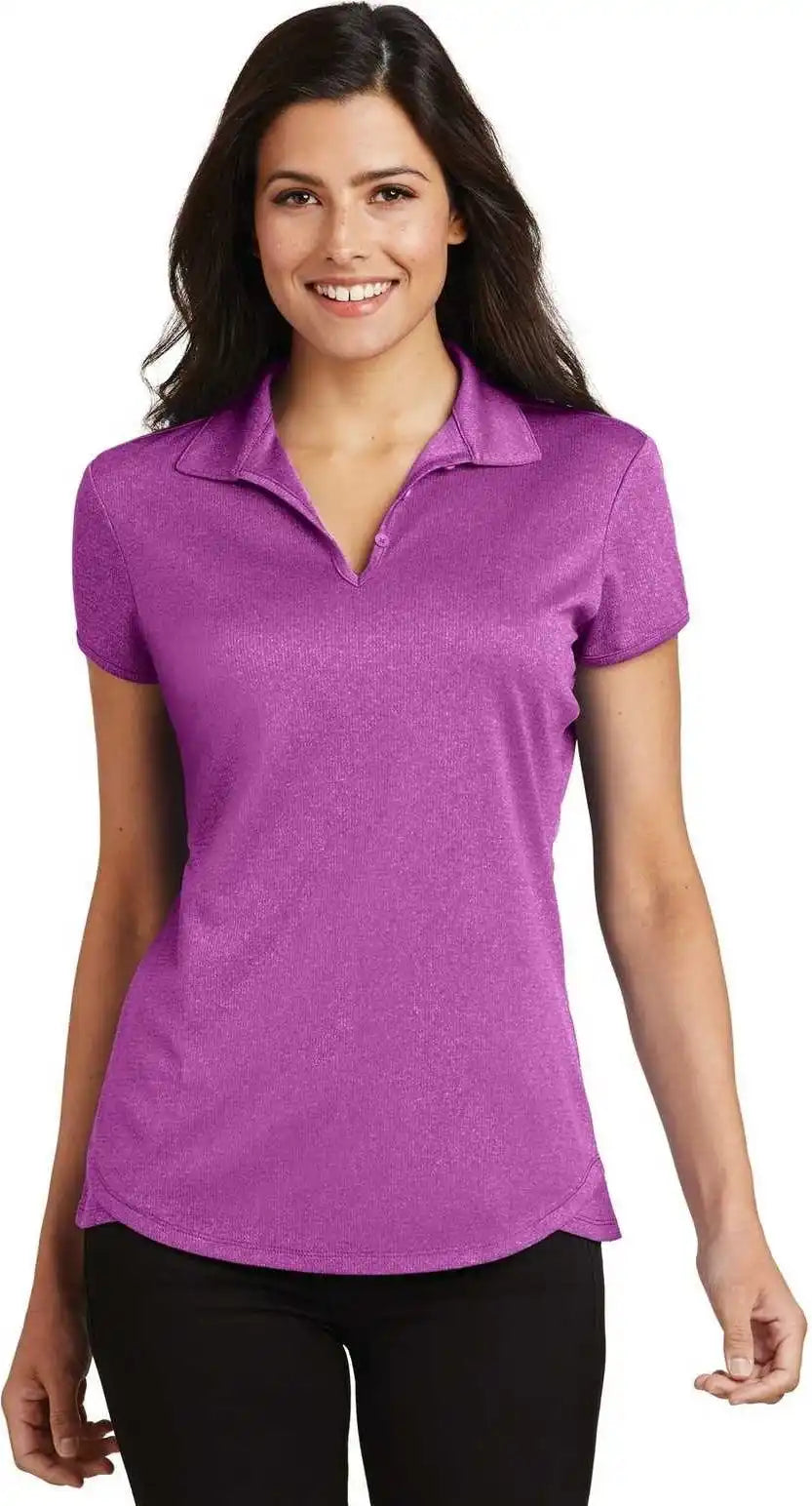 Port Authority L576 Ladies Trace Heather Polo Berry