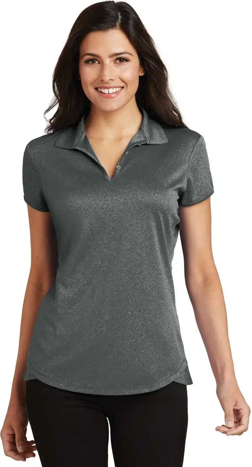 Port Authority L576 Ladies Trace Heather Polo Charcoal