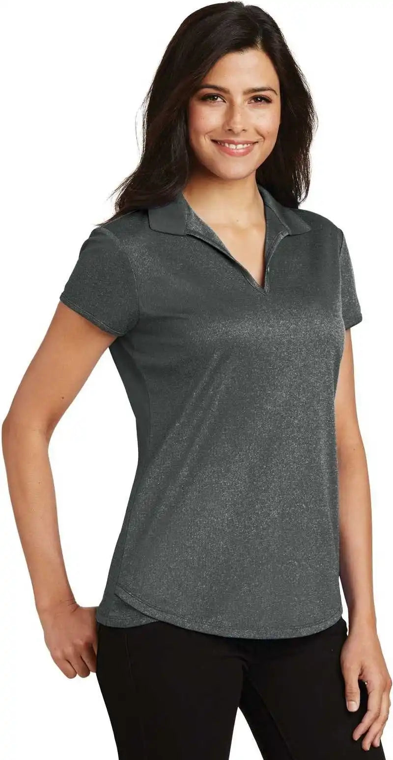 Port Authority L576 Ladies Trace Heather Polo Charcoal