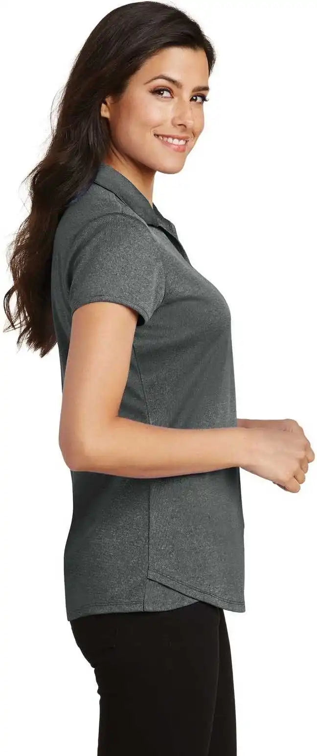 Port Authority L576 Ladies Trace Heather Polo Charcoal