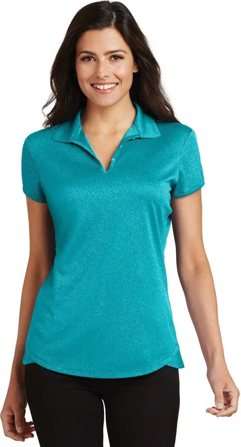 Port Authority L576 Ladies Trace Heather Polo Tropic Blue