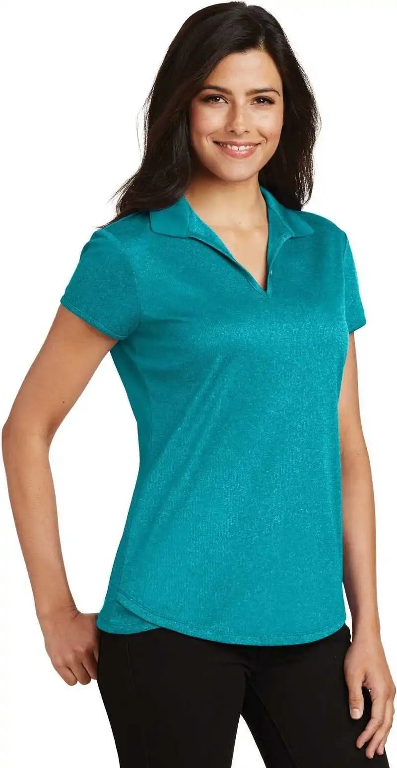 Port Authority L576 Ladies Trace Heather Polo - Tropic Blue