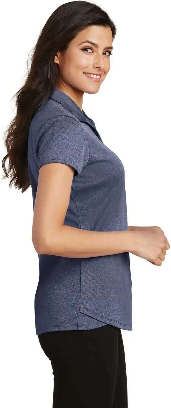 Port Authority L576 Ladies Trace Heather Polo - True Navy