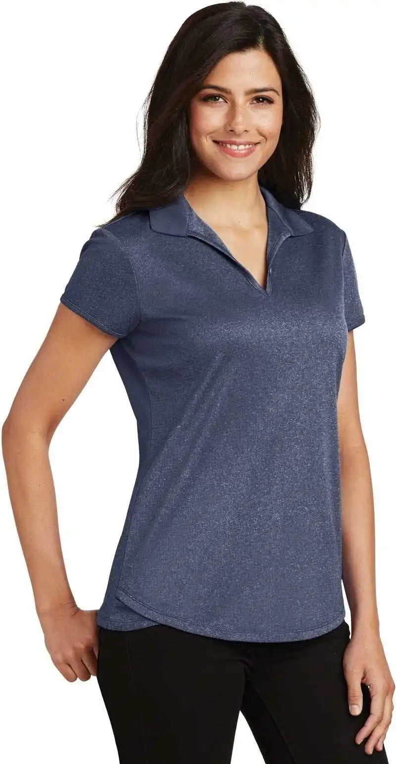 Port Authority L576 Ladies Trace Heather Polo - True Navy