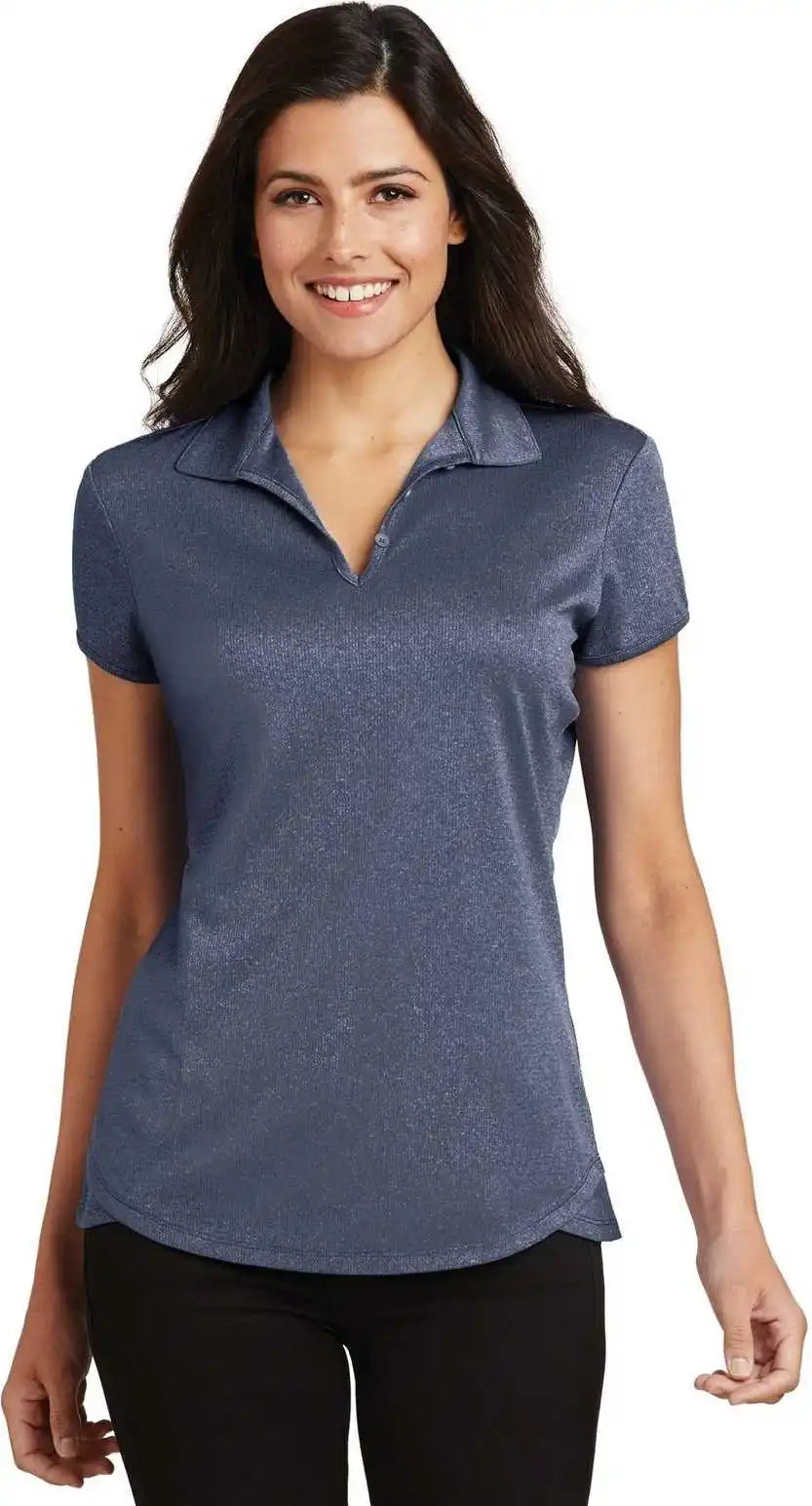 Port Authority L576 Ladies Trace Heather Polo - True Navy