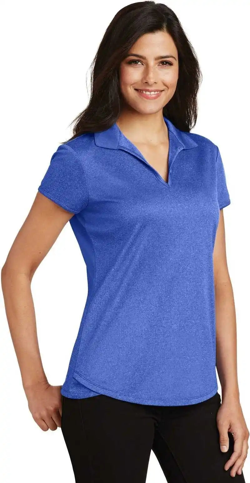 Port Authority L576 Ladies Trace Heather Polo - True Royal