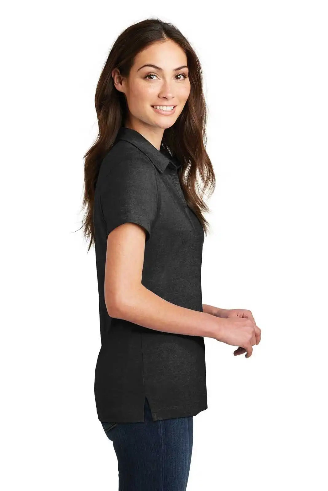 Port Authority L577 Ladies Meridian Cotton Blend Polo - Black