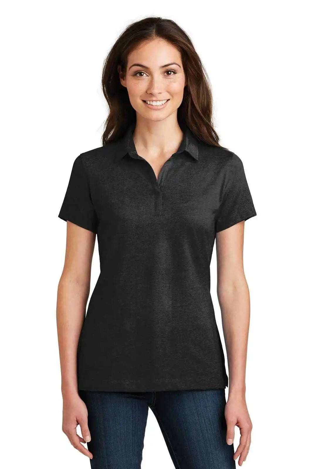 Port Authority L577 Ladies Meridian Cotton Blend Polo - Black