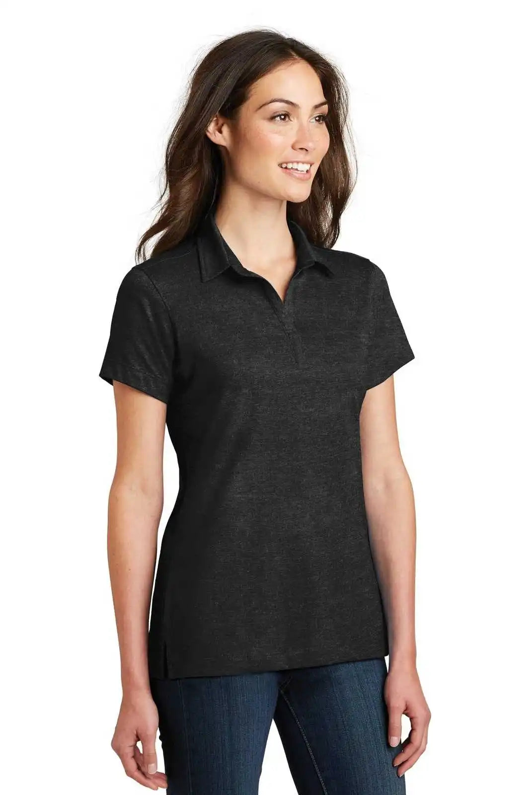Port Authority L577 Ladies Meridian Cotton Blend Polo - Black