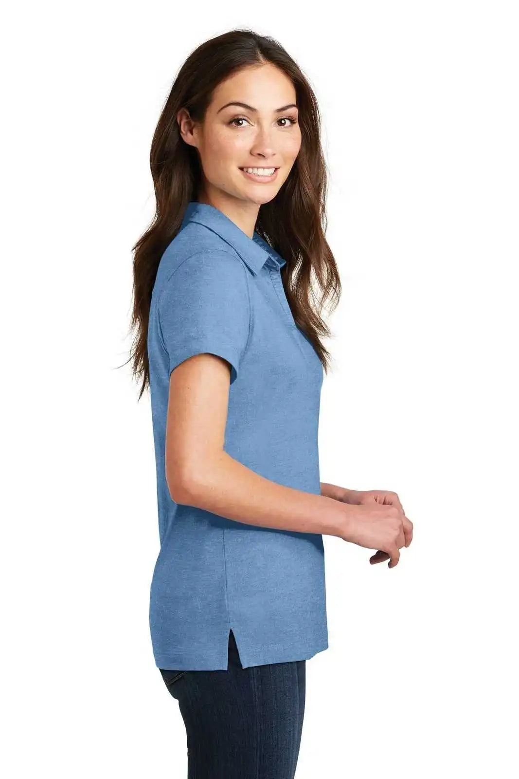 Port Authority L577 Ladies Meridian Cotton Blend Polo - Blue Skies