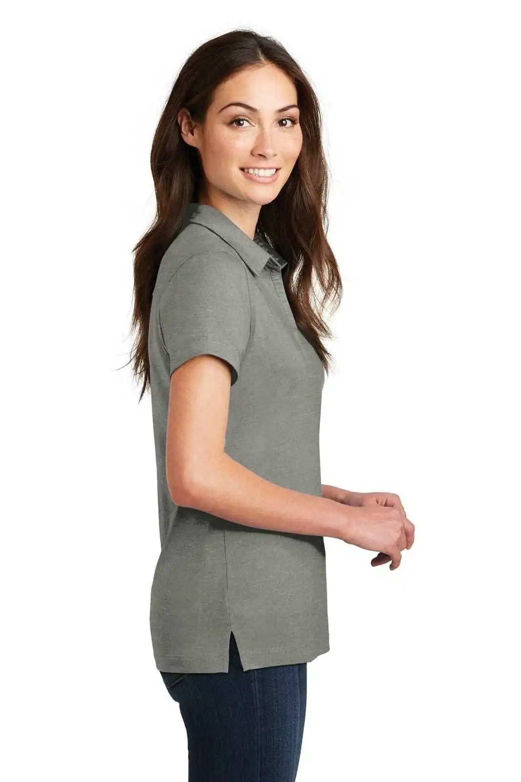 Port Authority L577 Ladies Meridian Cotton Blend Polo - Monument Gray