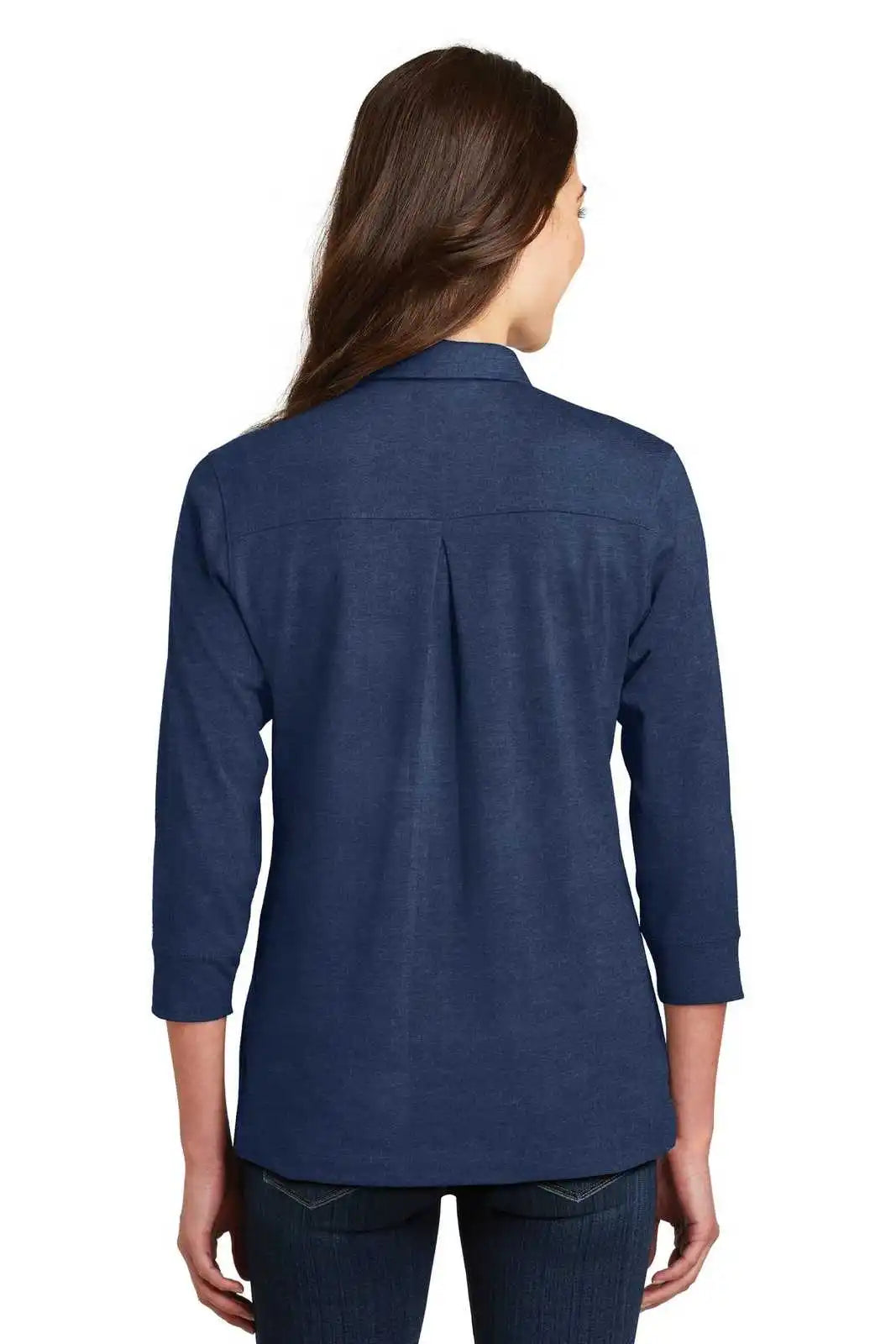 Port Authority L578 Ladies 3/4-sleeve Meridian Cotton Blend Polo - Estate Blue