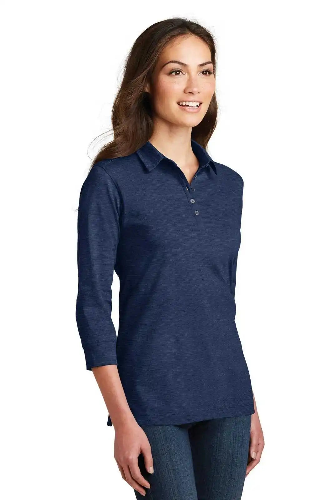 Port Authority L578 Ladies 3/4-sleeve Meridian Cotton Blend Polo - Estate Blue
