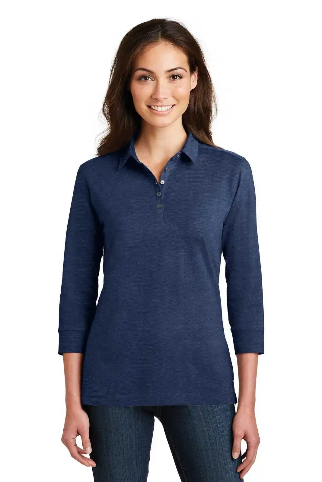 Port Authority L578 Ladies 3/4-sleeve Meridian Cotton Blend Polo - Estate Blue