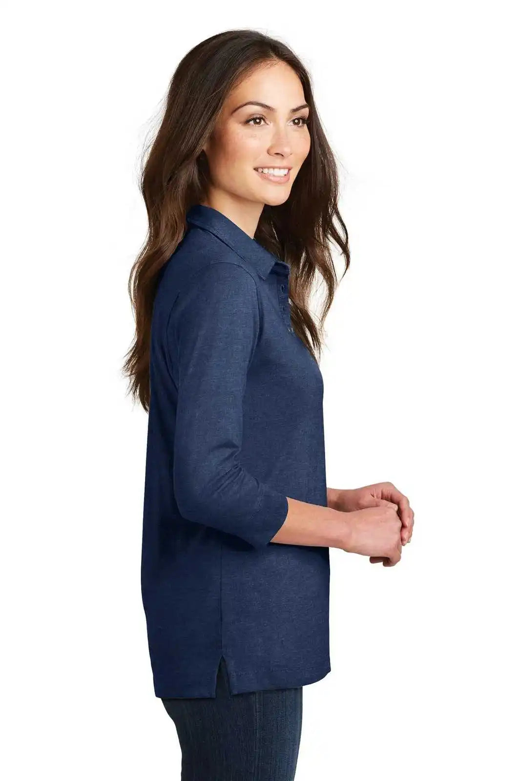Port Authority L578 Ladies 3/4-sleeve Meridian Cotton Blend Polo - Estate Blue