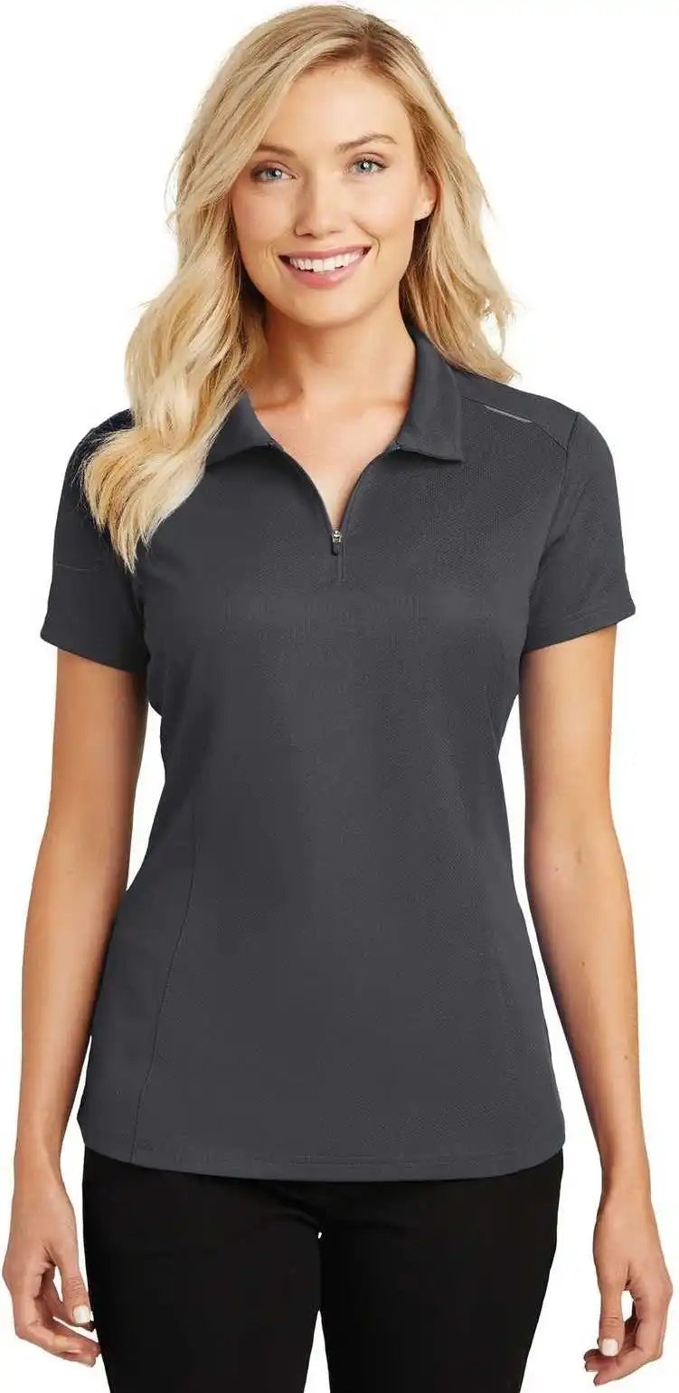 Port Authority L580 Ladies Pinpoint Mesh Zip Polo - Battleship Gray