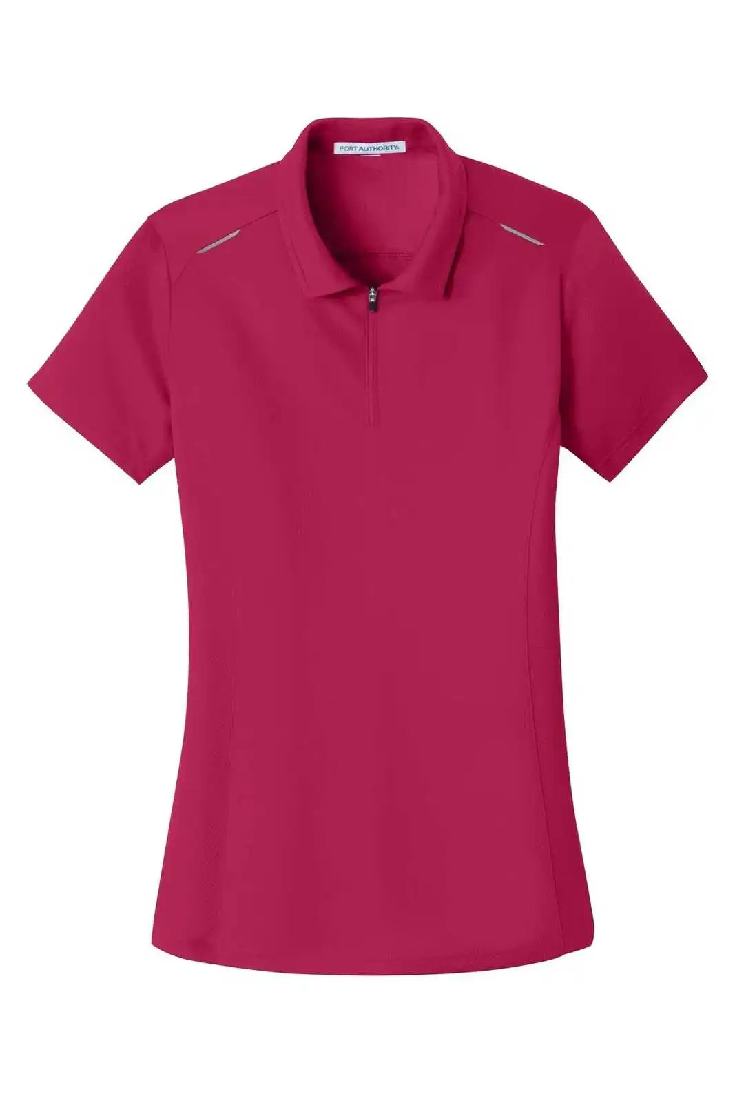 Port Authority L580 Ladies Pinpoint Mesh Zip Polo - Dark Fuchsia