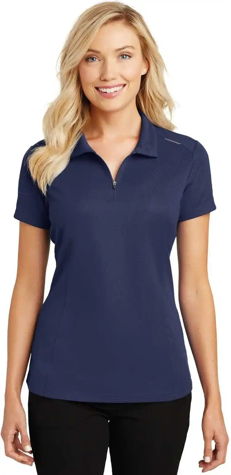 Port Authority L580 Ladies Pinpoint Mesh Zip Polo - True Navy