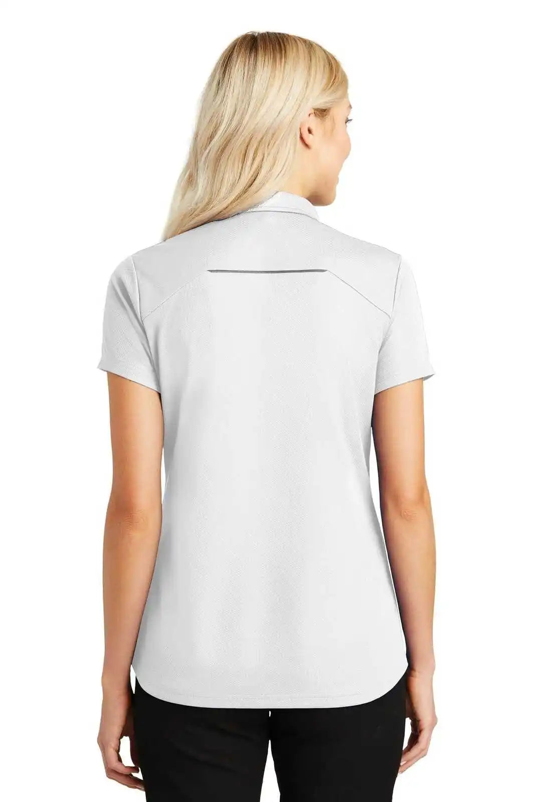 Port Authority L580 Ladies Pinpoint Mesh Zip Polo - White