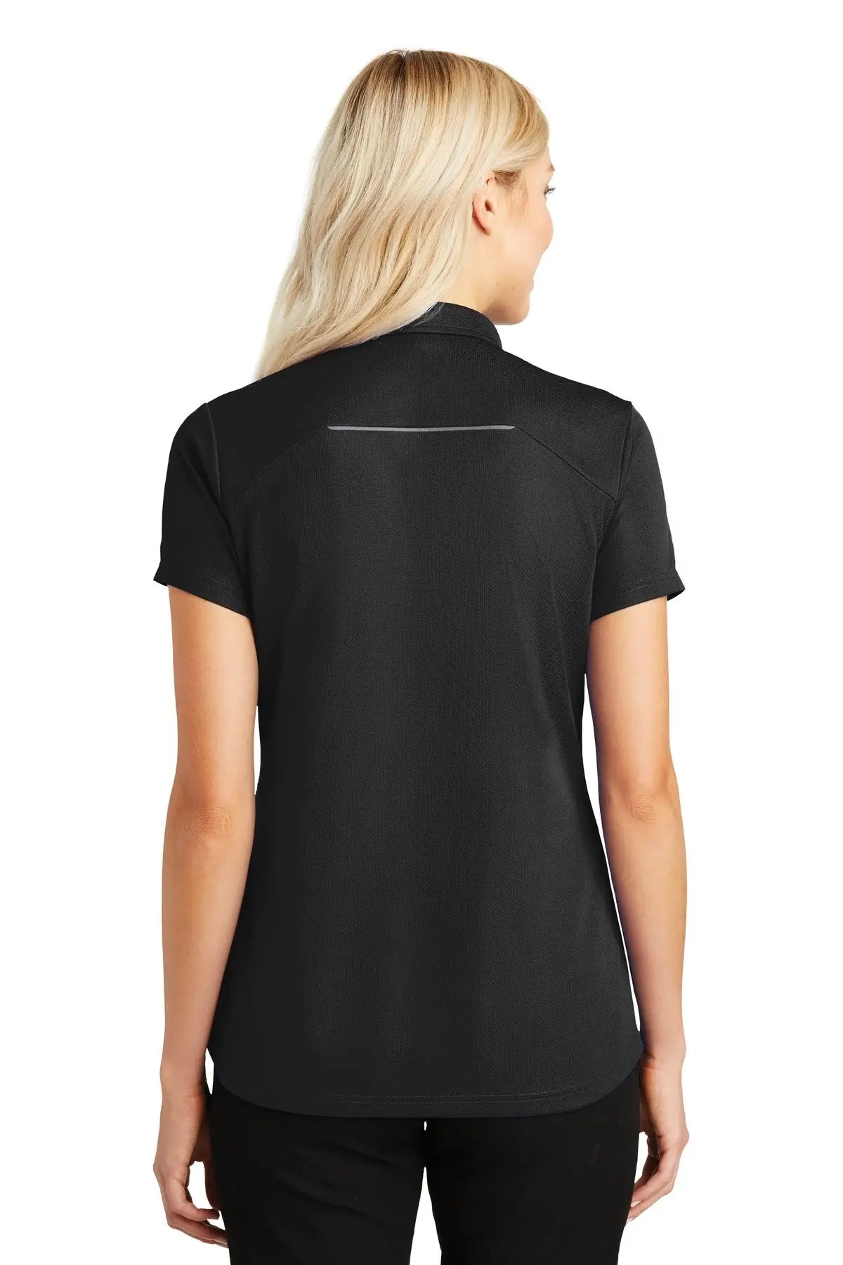 Port Authority L580 Women’s Pinpoint Mesh Zip Polo - Black