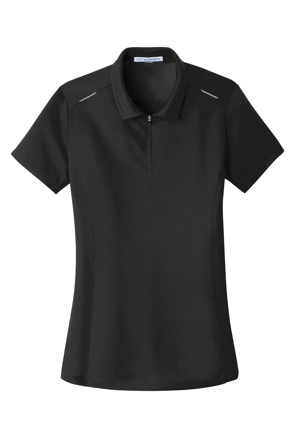 Port Authority L580 Women’s Pinpoint Mesh Zip Polo - Black