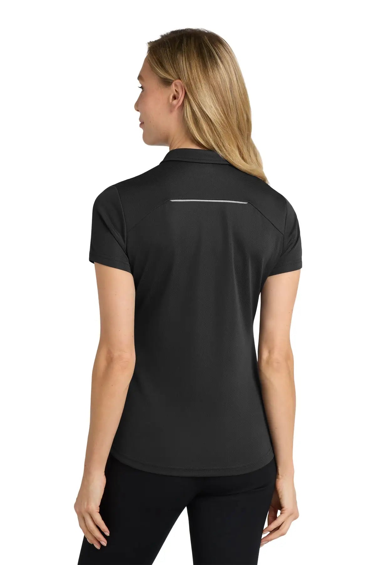 Port Authority L580 Women’s Pinpoint Mesh Zip Polo - Black