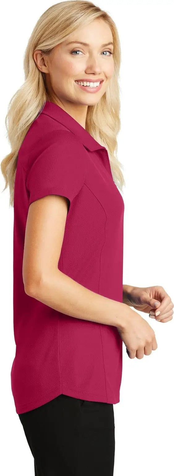 Port Authority L580 Women’s Pinpoint Mesh Zip Polo - Dark Fuchsia
