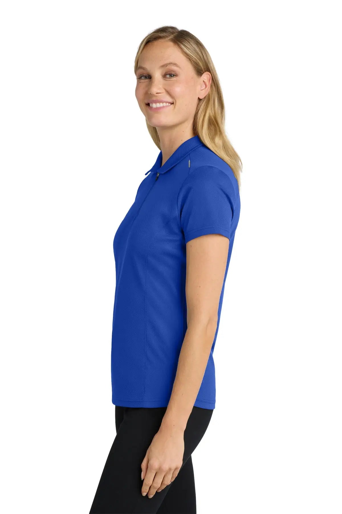 Port Authority L580 Women’s Pinpoint Mesh Zip Polo - True Royal