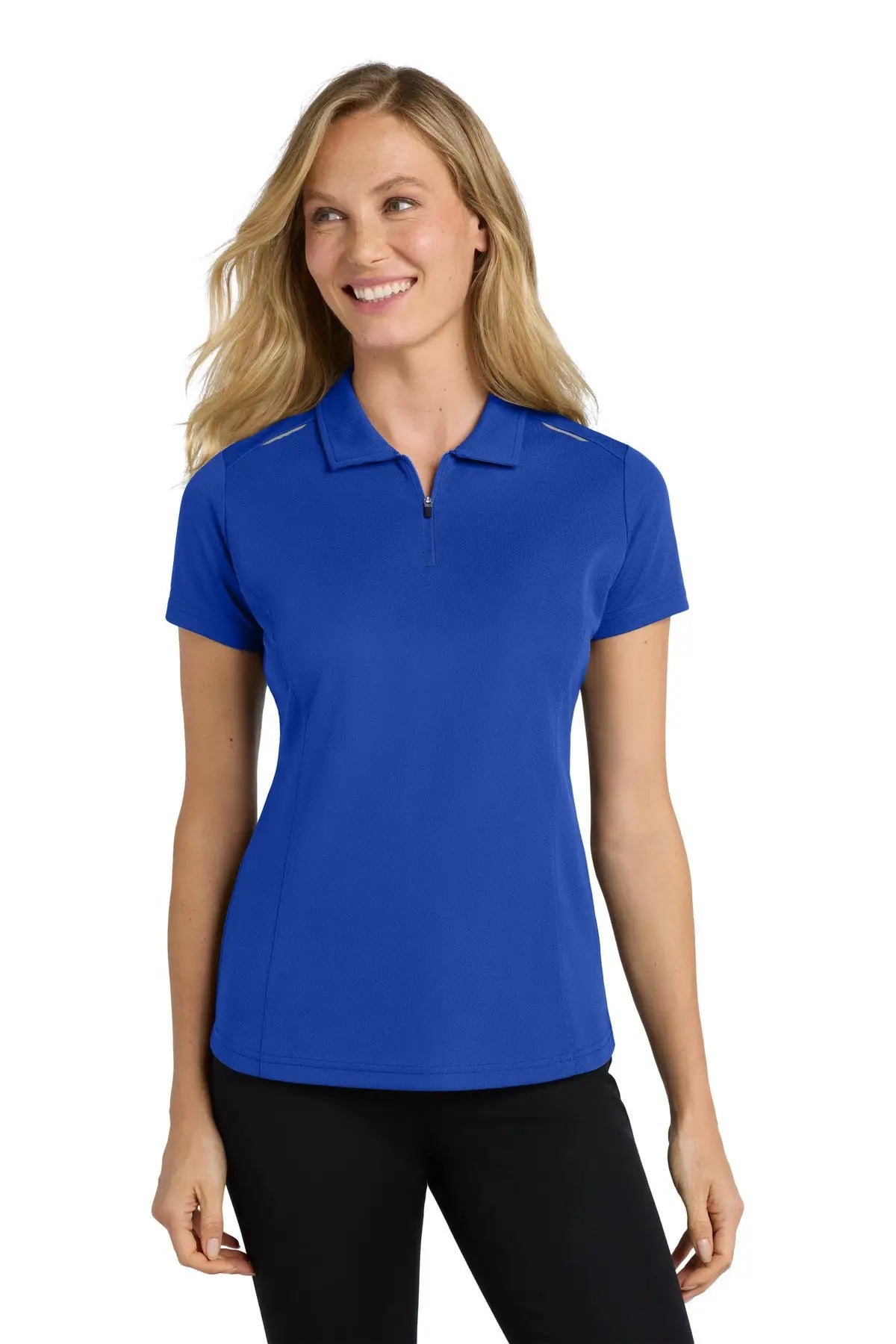 Port Authority L580 Women’s Pinpoint Mesh Zip Polo - True Royal