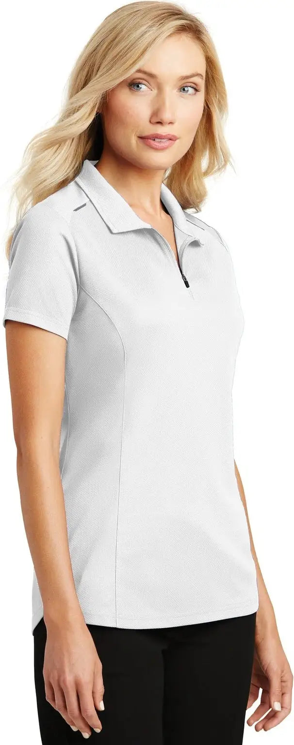 Port Authority L580 Women’s Pinpoint Mesh Zip Polo - White