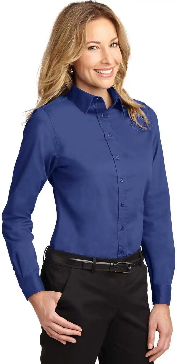 Port Authority L608 Ladies Long Sleeve Easy Care Shirt Mediterranean Blue