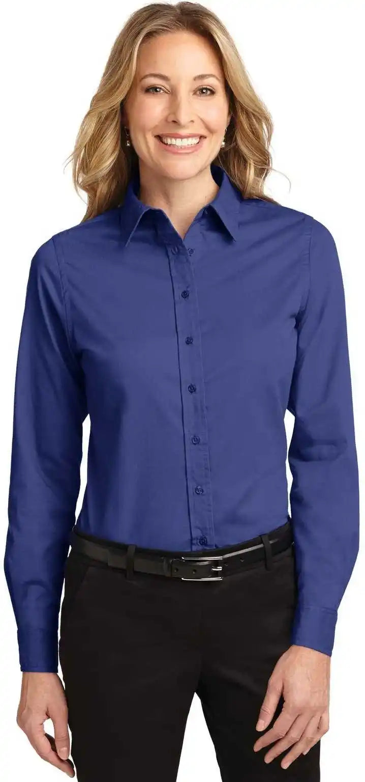 Port Authority L608 Ladies Long Sleeve Easy Care Shirt Mediterranean Blue