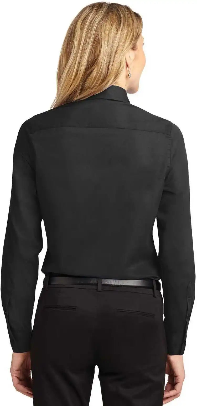 Port Authority L608 Ladies Long Sleeve Easy Care Shirt - Black Light Stone