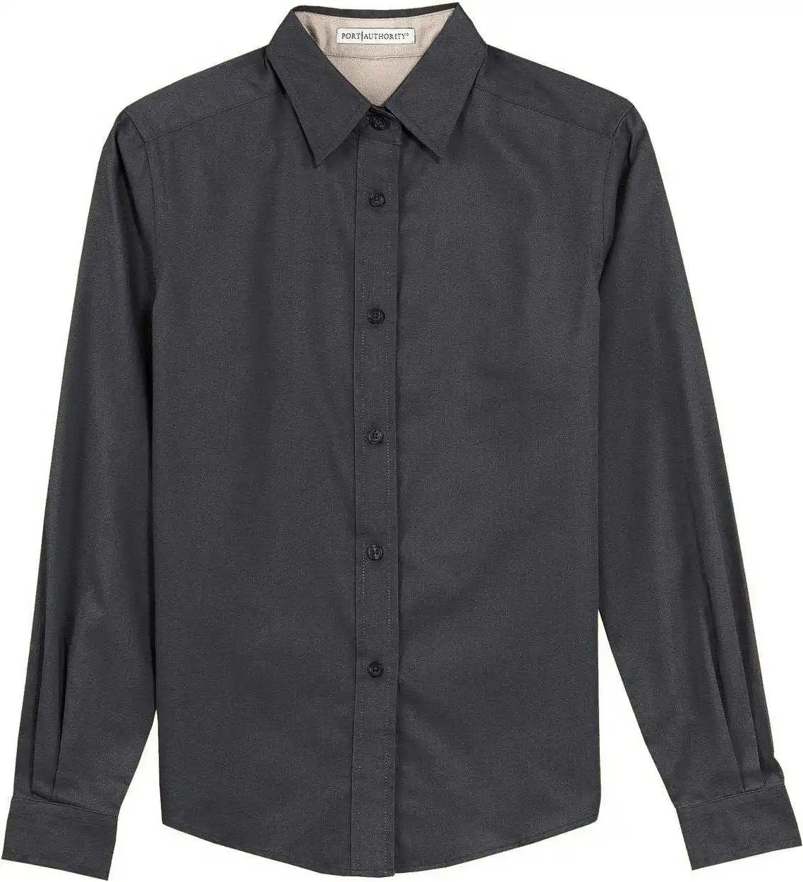 Port Authority L608 Ladies Long Sleeve Easy Care Shirt Classic Navy Light Stone