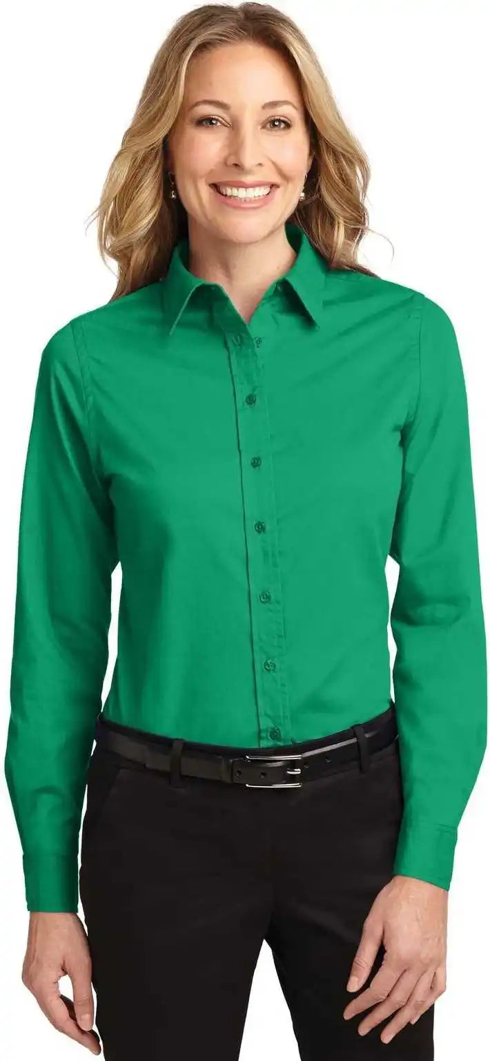 Port Authority L608 Ladies Long Sleeve Easy Care Shirt Court Green