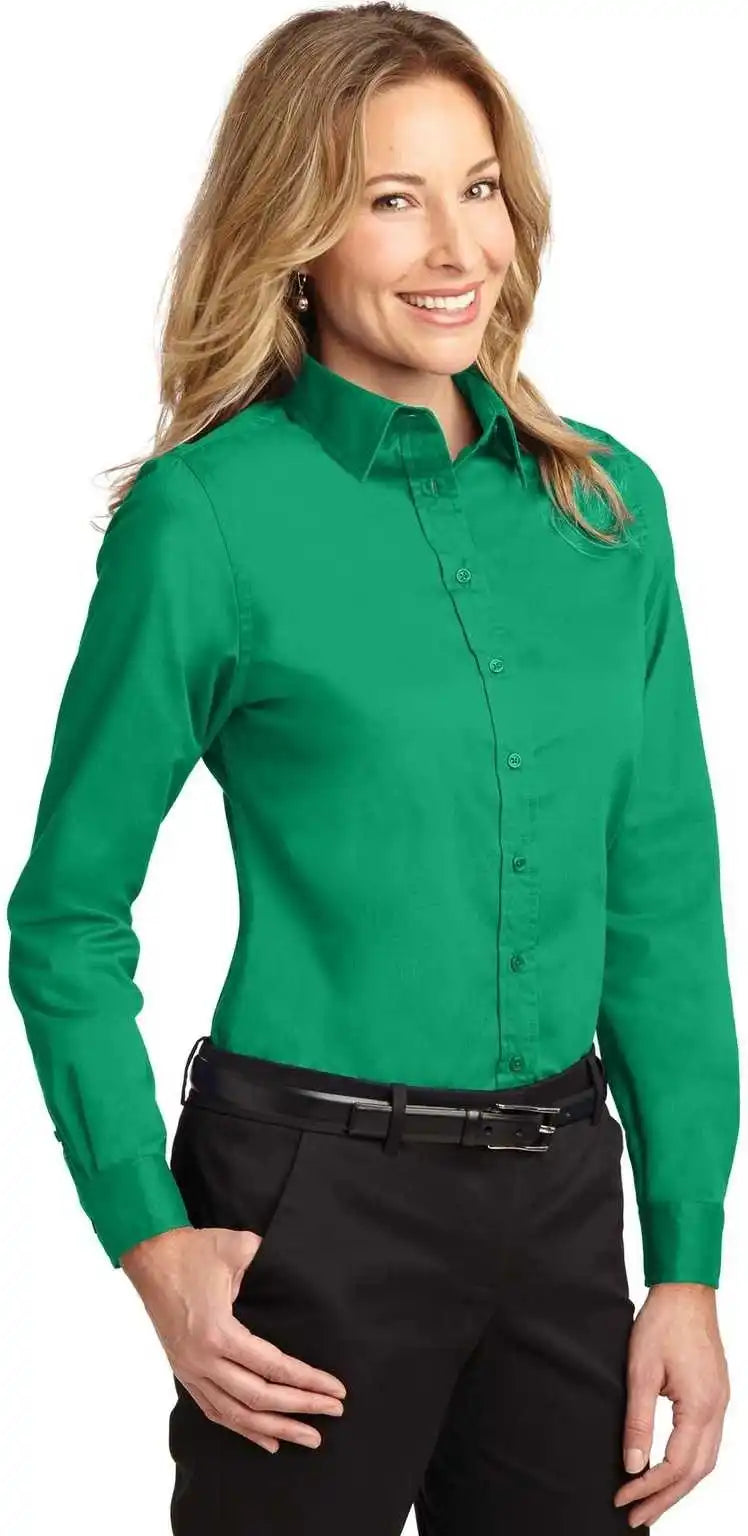 Port Authority L608 Ladies Long Sleeve Easy Care Shirt Court Green