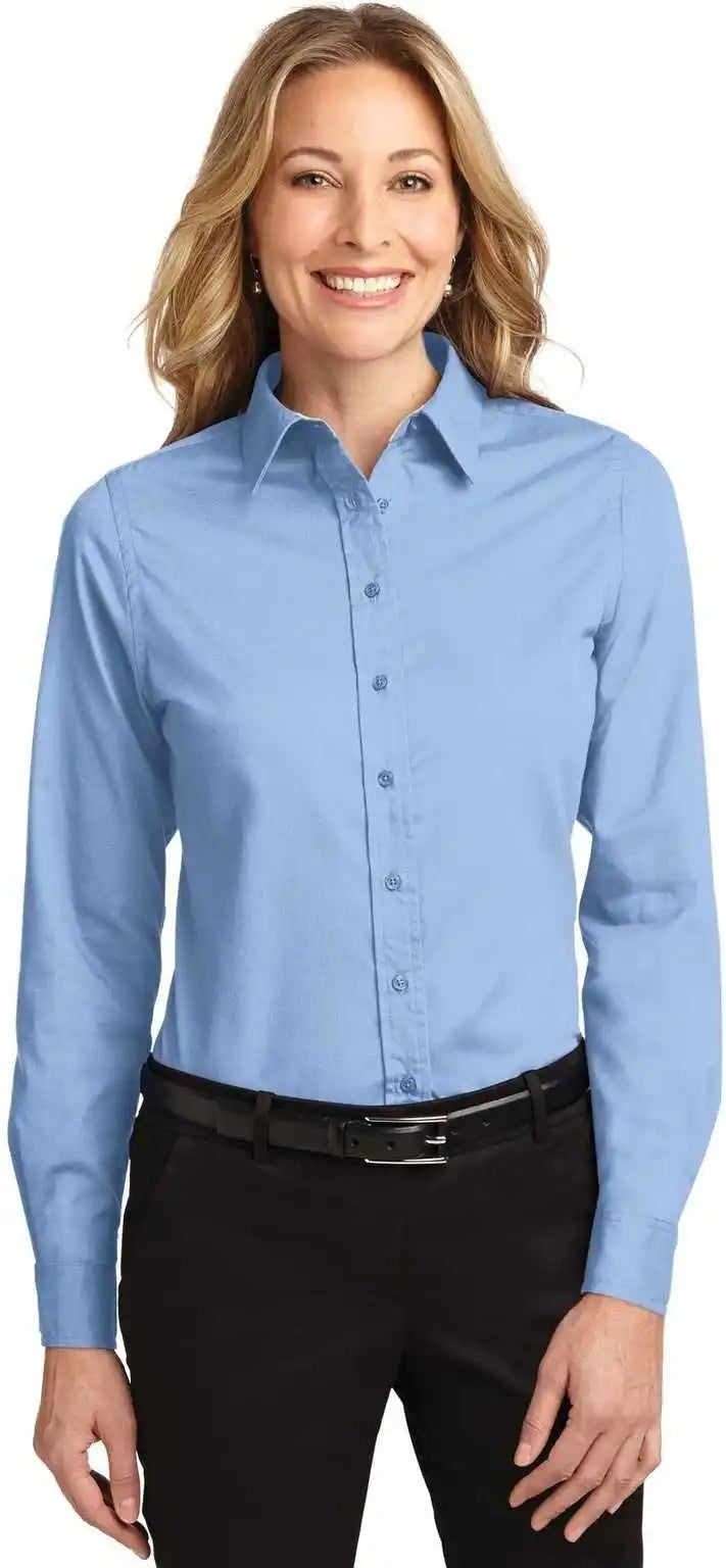 Port Authority L608 Ladies Long Sleeve Easy Care Shirt Light Blue Stone