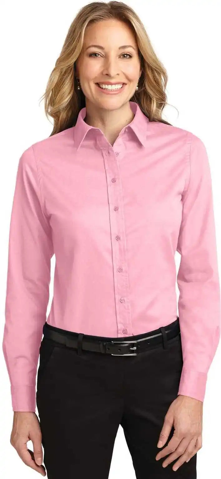 Port Authority L608 Ladies Long Sleeve Easy Care Shirt Light Pink