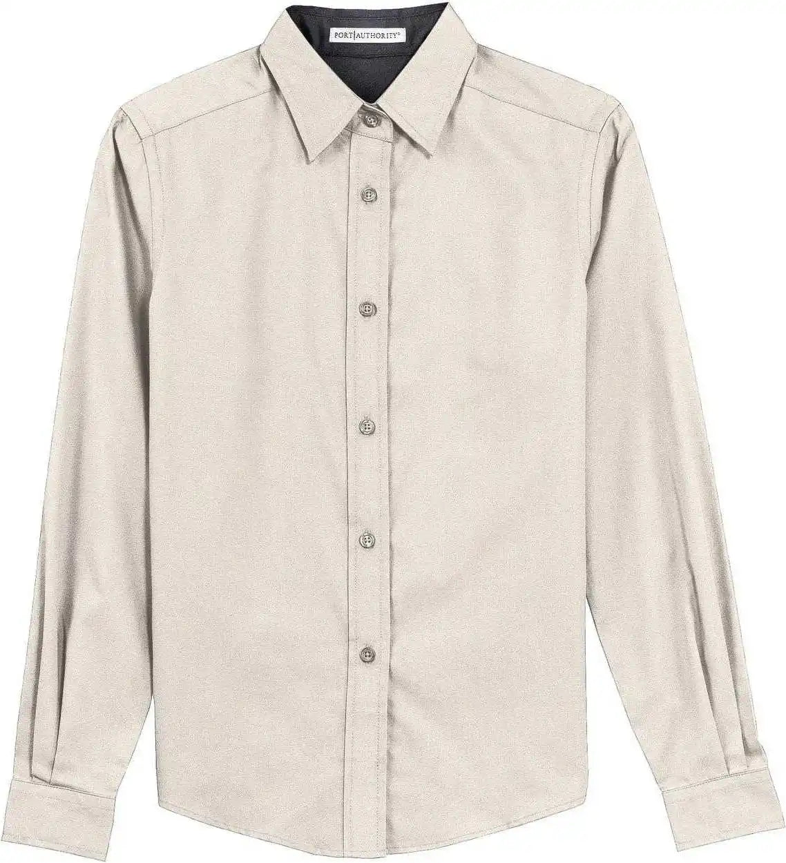 Port Authority L608 Ladies Long Sleeve Easy Care Shirt Light Stone Classic Navy