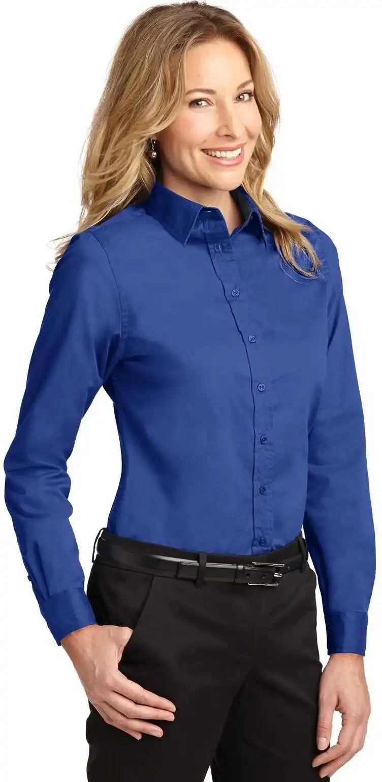 Port Authority L608 Ladies Long Sleeve Easy Care Shirt Royal Classic Navy
