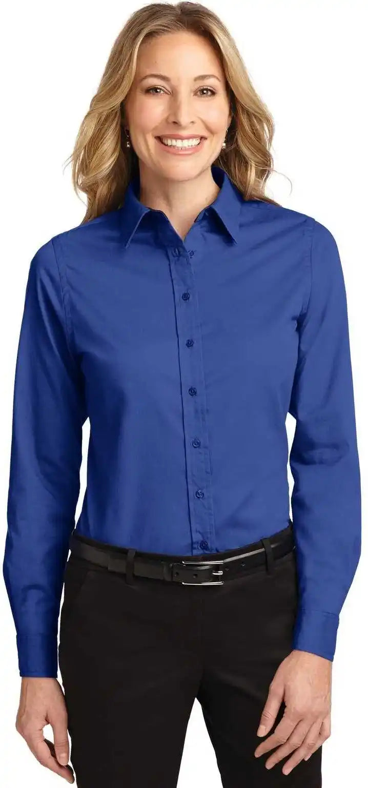 Port Authority L608 Ladies Long Sleeve Easy Care Shirt Royal Classic Navy