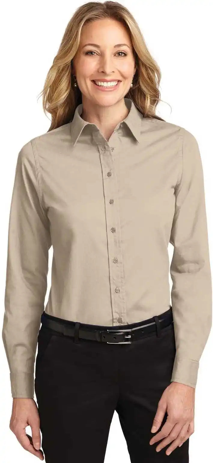 Port Authority L608 Ladies Long Sleeve Easy Care Shirt Stone
