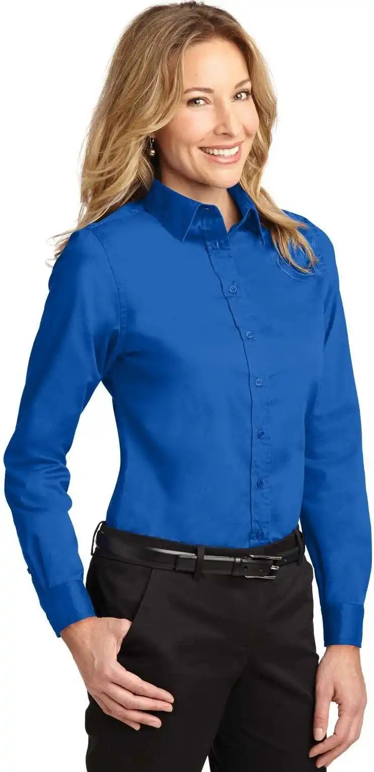 Port Authority L608 Ladies Long Sleeve Easy Care Shirt Strong Blue