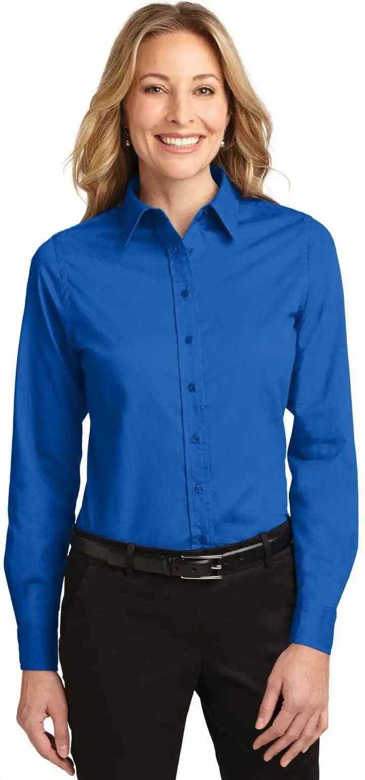 Port Authority L608 Ladies Long Sleeve Easy Care Shirt Strong Blue