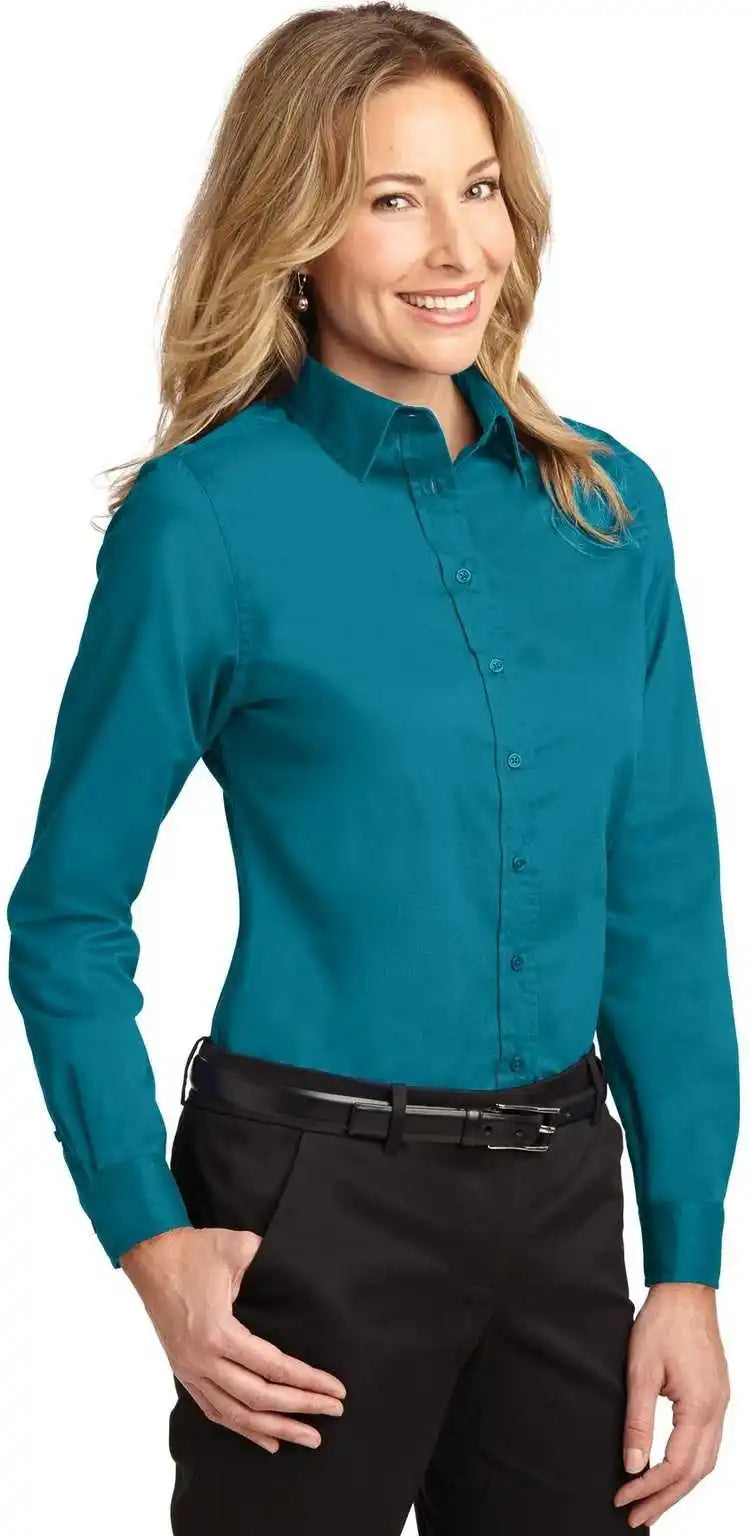 Port Authority L608 Ladies Long Sleeve Easy Care Shirt Teal Green