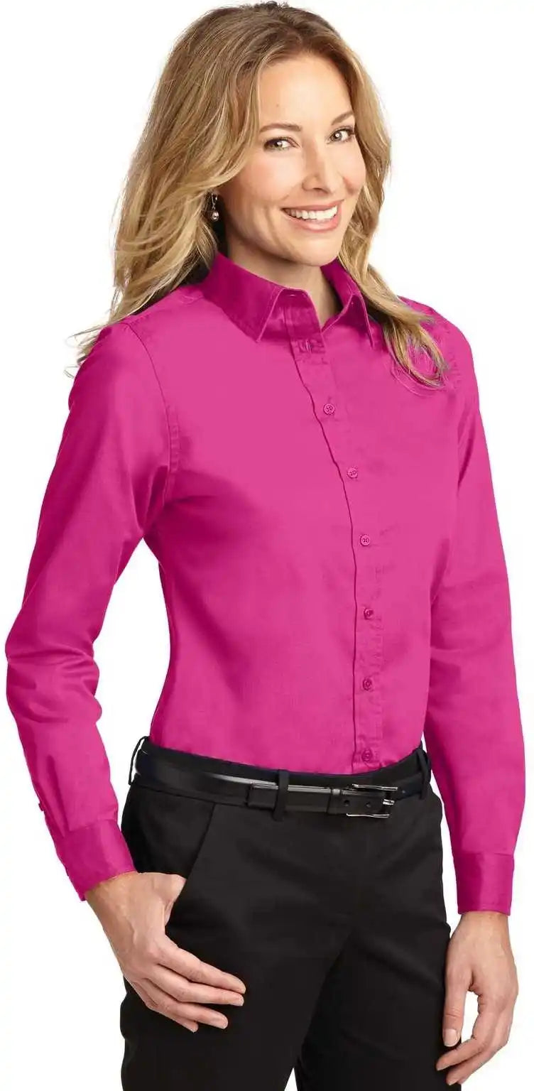 Port Authority L608 Ladies Long Sleeve Easy Care Shirt - Tropical Pink
