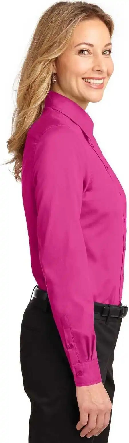 Port Authority L608 Ladies Long Sleeve Easy Care Shirt - Tropical Pink